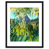 Wild Jungle Painting, Forest Dark Botanical Nature, Plants Tropical Eclectic Modern Illustration thumbnail
