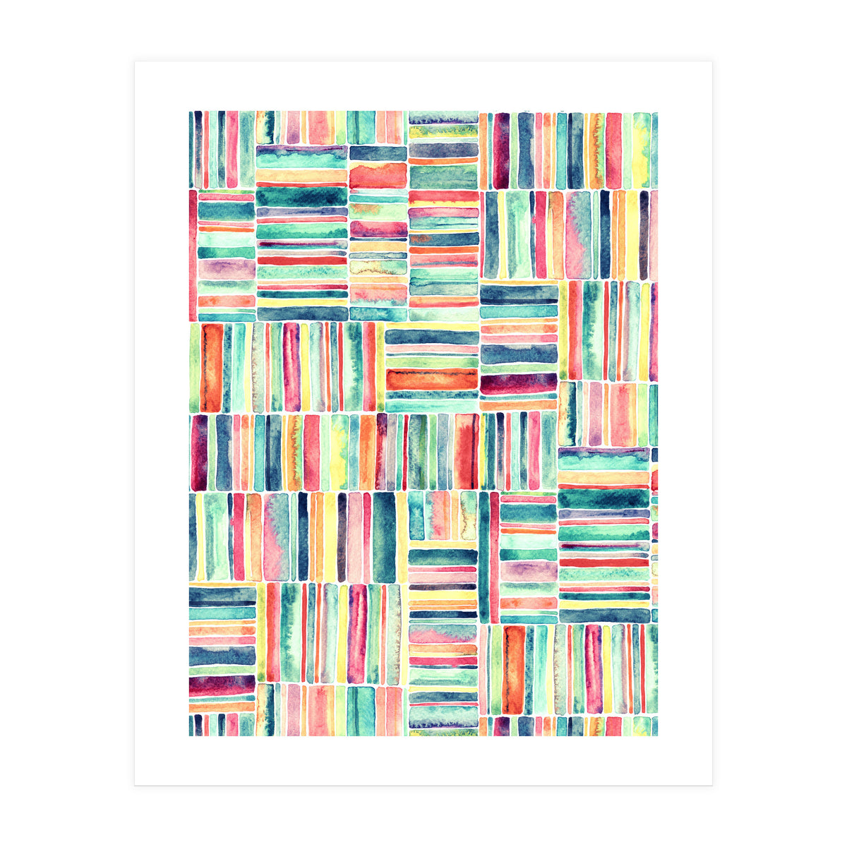 Retro Beach Chair Pastel Watercolor Stripes (Print Only)