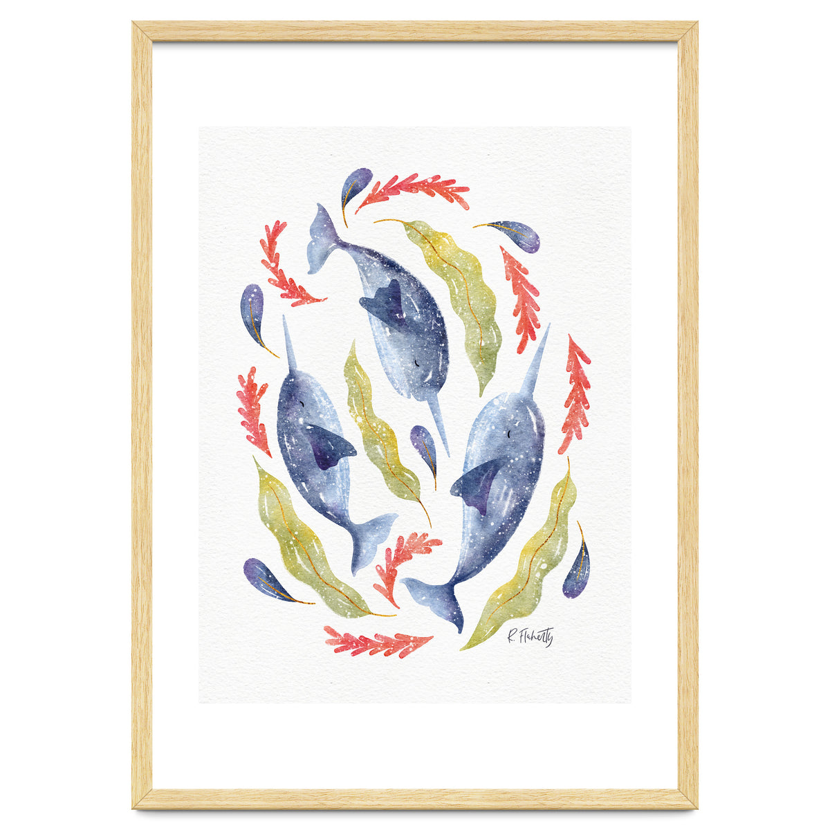 Swirling Narwhals | Blue