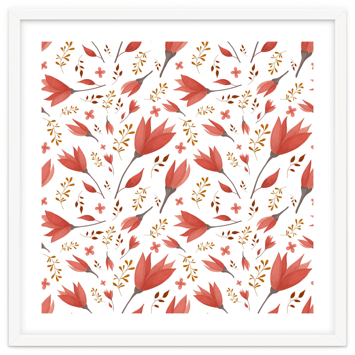 Delicate Autumn Floral Gouache Pattern Collection I