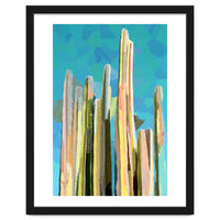Desert's Rose, Summer Cactus Abstract Pastel Digital Art, Nature Botanical Color Sketch Plant Drawing