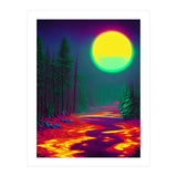 Neon Moon, Color Pop Art Glow Forest, Nature Landscape Adventure, Travel Mystery Eclectic, Contemporary Digital Painting (Print Only) thumbnail