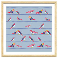 Colorful birds on a wire pattern