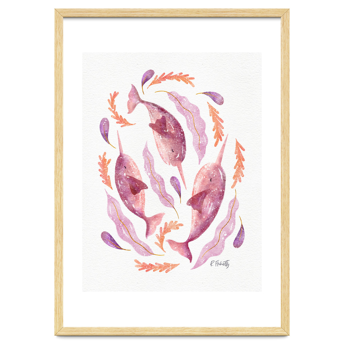 Swirling Narwhals | Pink