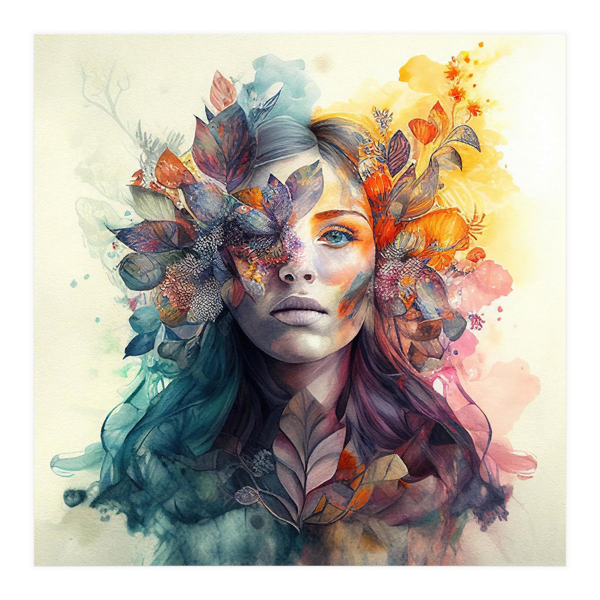 Watercolor Tropical Woman #3 (Print Only)