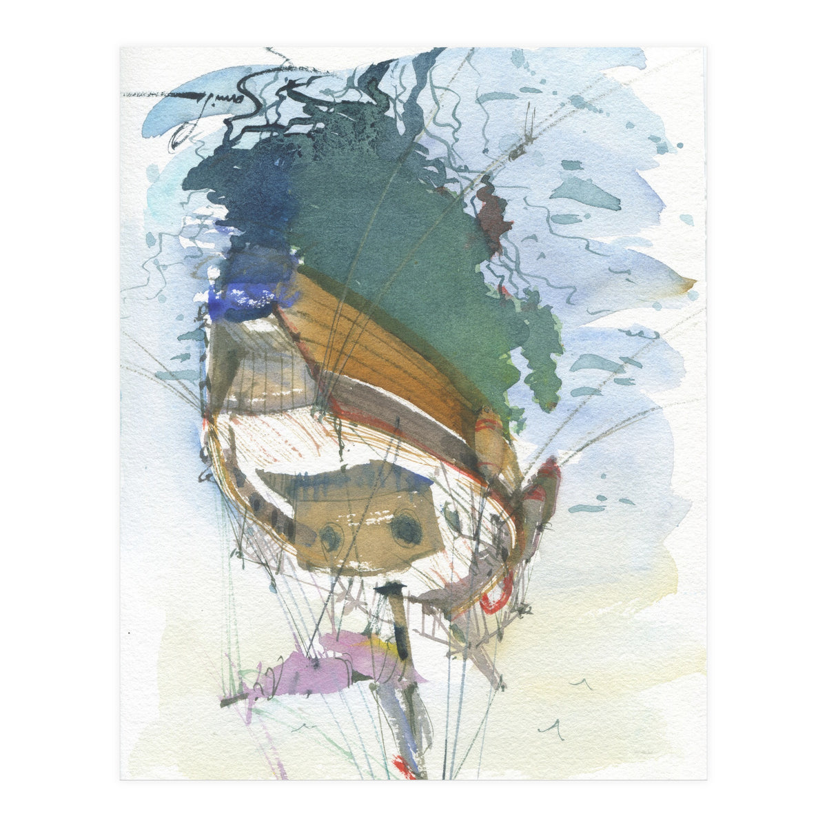 Yacht painting art watercolor (Print Only)