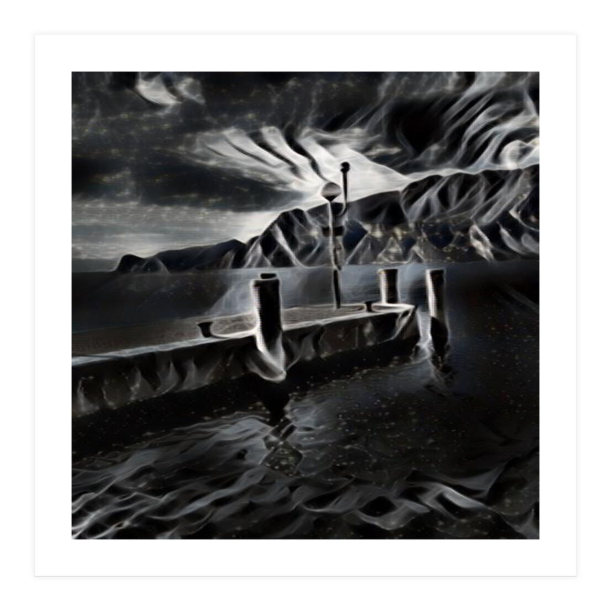 Pier at a smokey night. (Print Only)