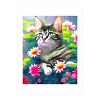 Always Positive, The Optimistic Cat, Positivity Mindset Pets, Optimism Watercolor Painting Animals (Print Only)