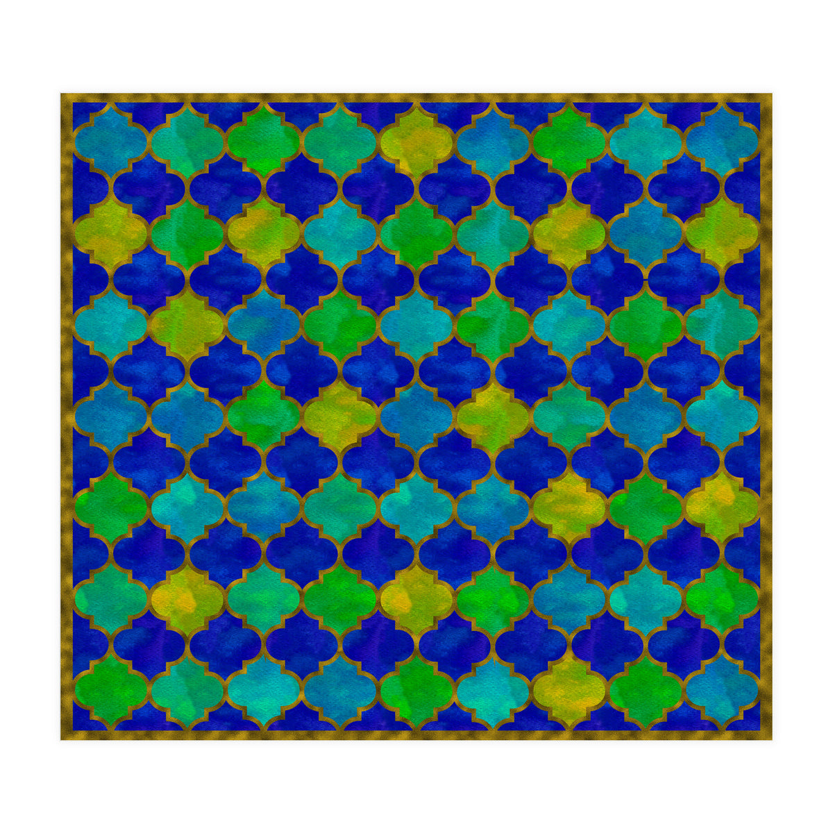 Ocean Breeze - Watercolor Moroccan Lattice (Print Only)