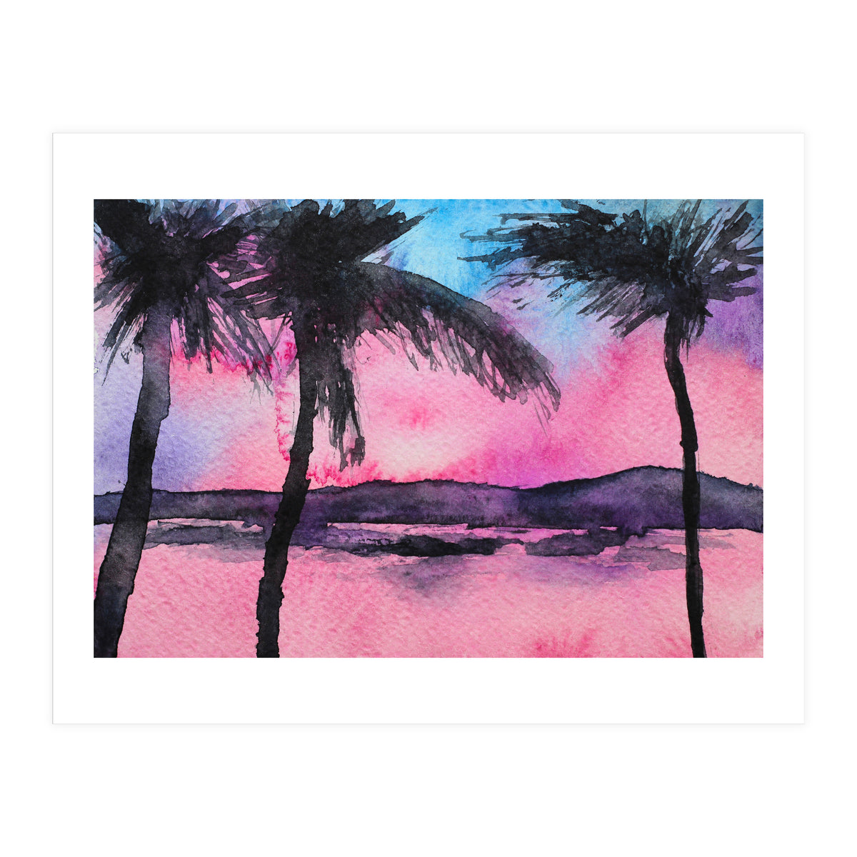 Tropical sunset || watercolor (Print Only)