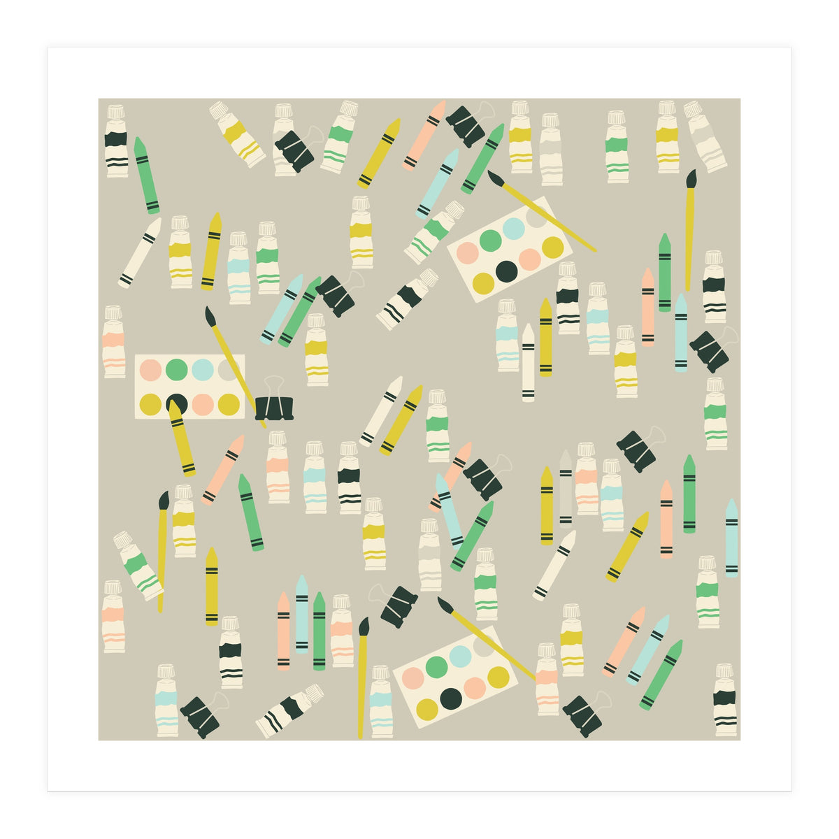 Artist pattern with crayons, watercolors and acrylic paint (Print Only)