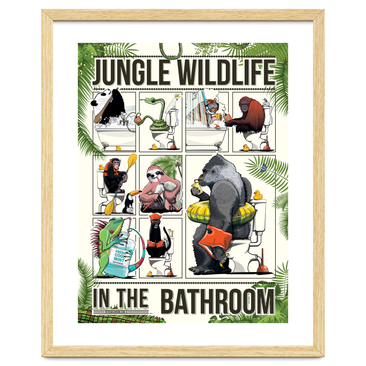 Jungle Wildlife in the Bathroom, funny toilet humour
