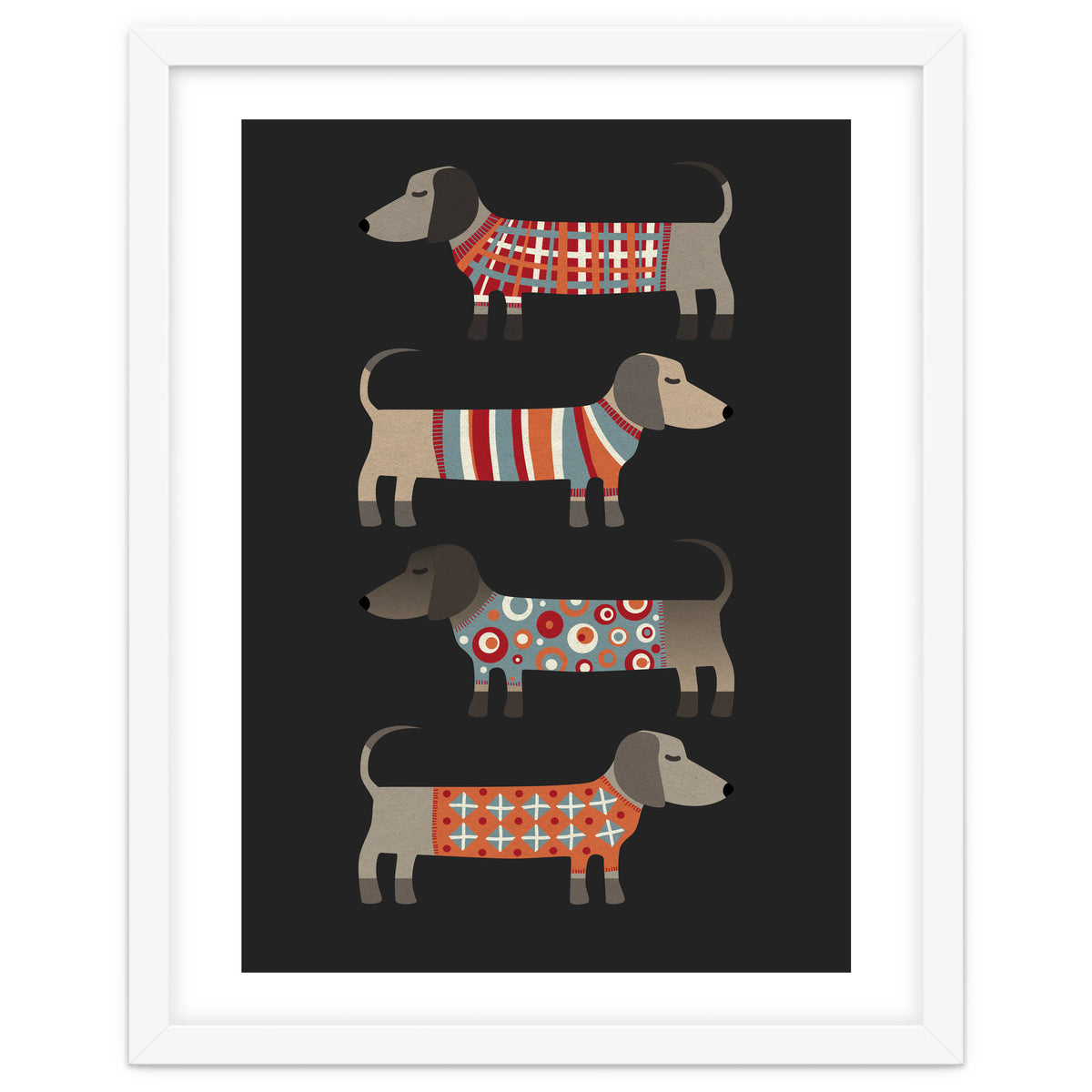 Sausage Dogs In Sweaters Dark