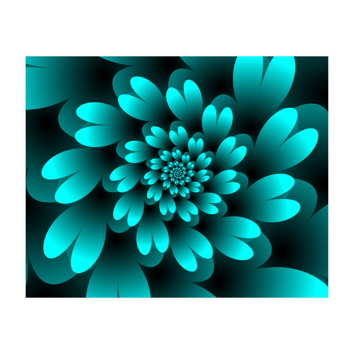 Turquoise Floral Satin Art (Print Only)