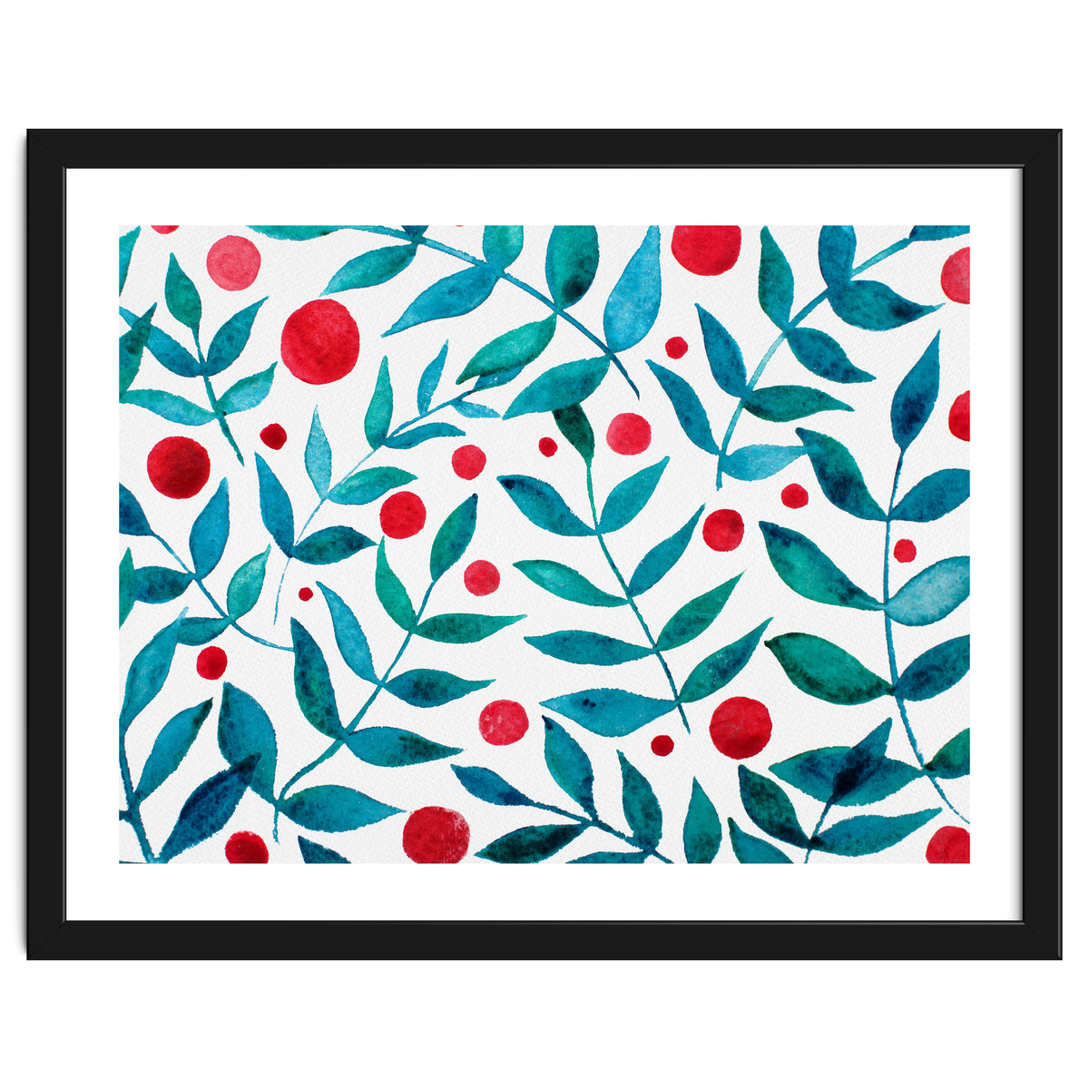 Watercolor Teal Branches