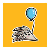 Kawaii Cute Hedgehog With Balloon (Print Only) thumbnail