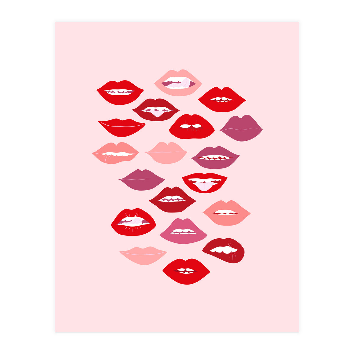 Lips Red with Pink Background (Print Only)