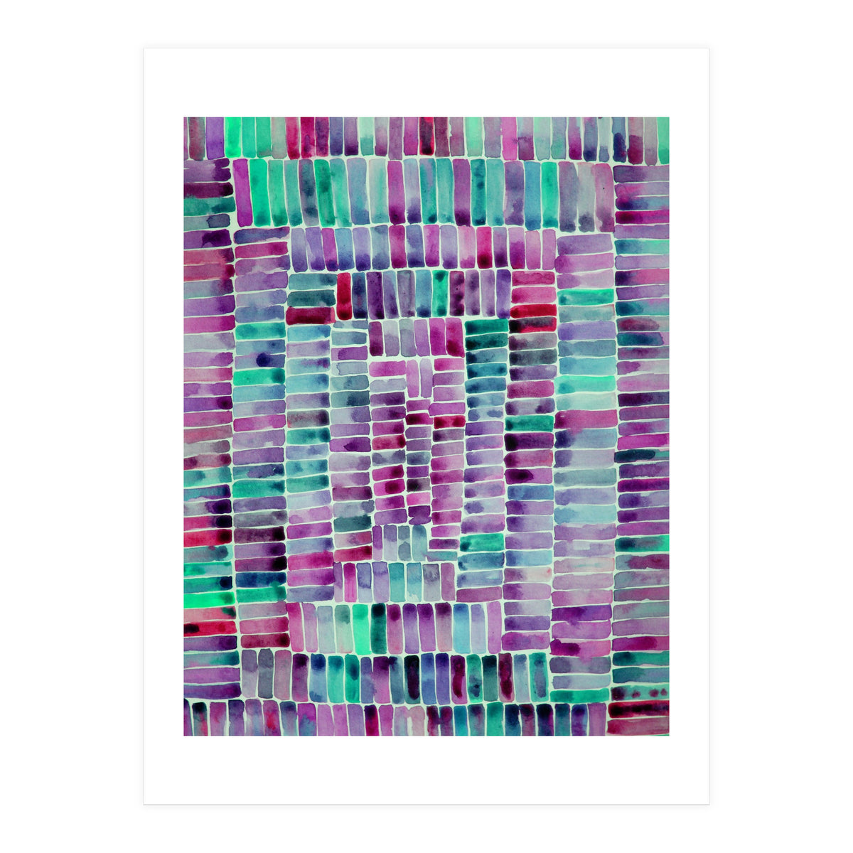 Abstract rectangle pattern in magenta and teal (Print Only)