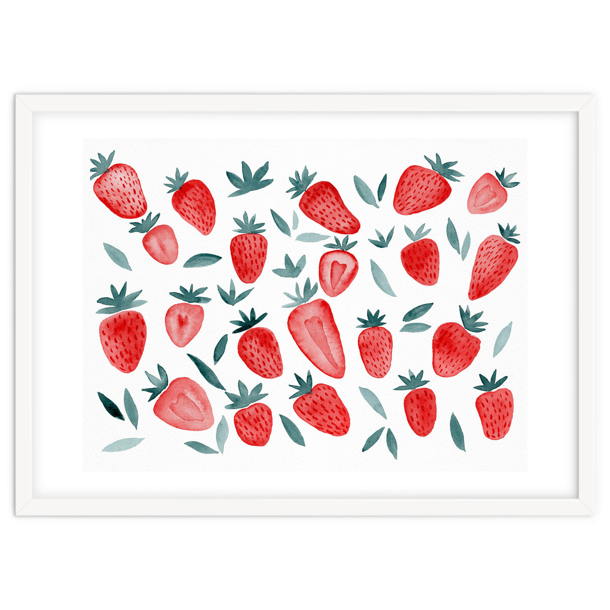 Strawberries - red and teal