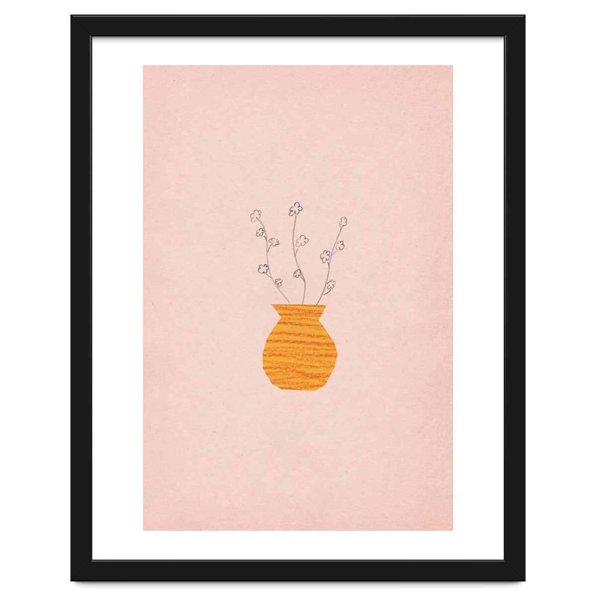 Pink and orange botanical art