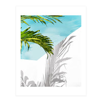 Palms In My Backyard, Tropical Greece Architecture Travel Painting, Summer Scenic Building  (Print Only)