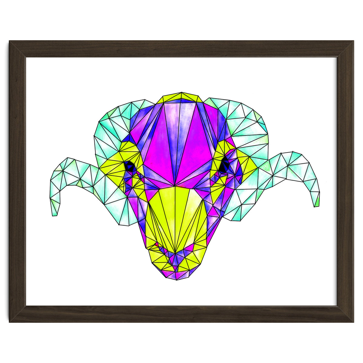 Colourful Geometric Swaledale Sheep Tup with Black Lines