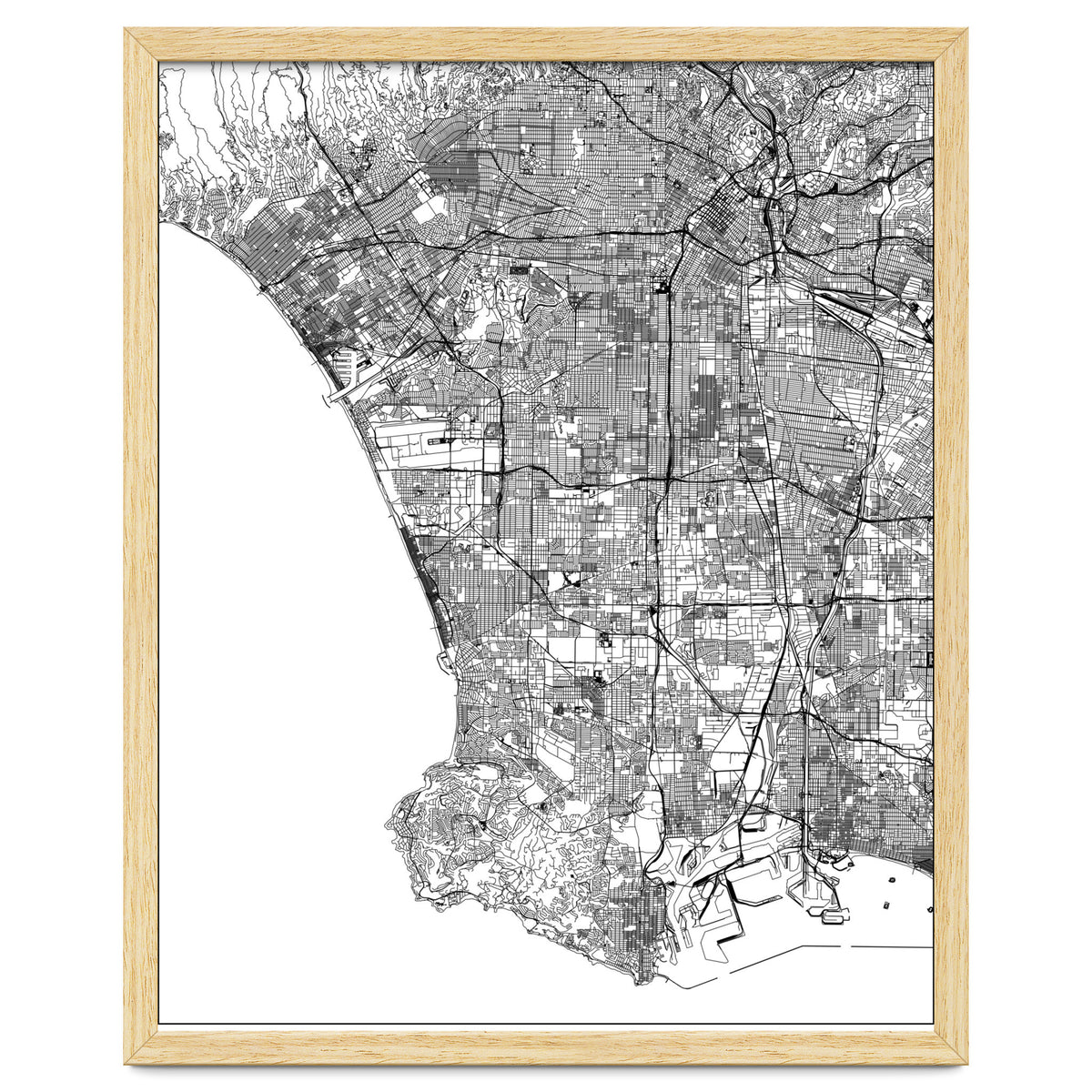 Los Angeles White Map