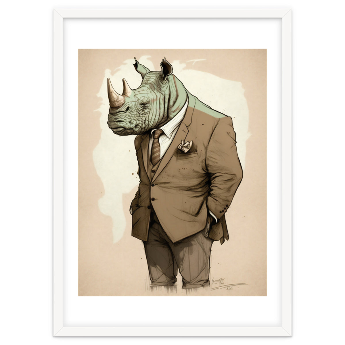 Dapper Rhino Fashion Sketch