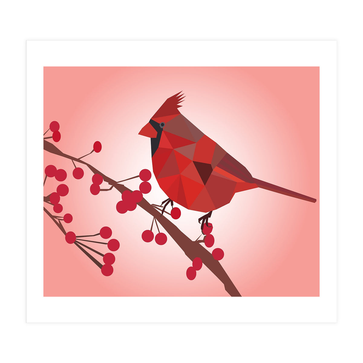 Northern Cardinal Bird Low Poly Art  (Print Only)
