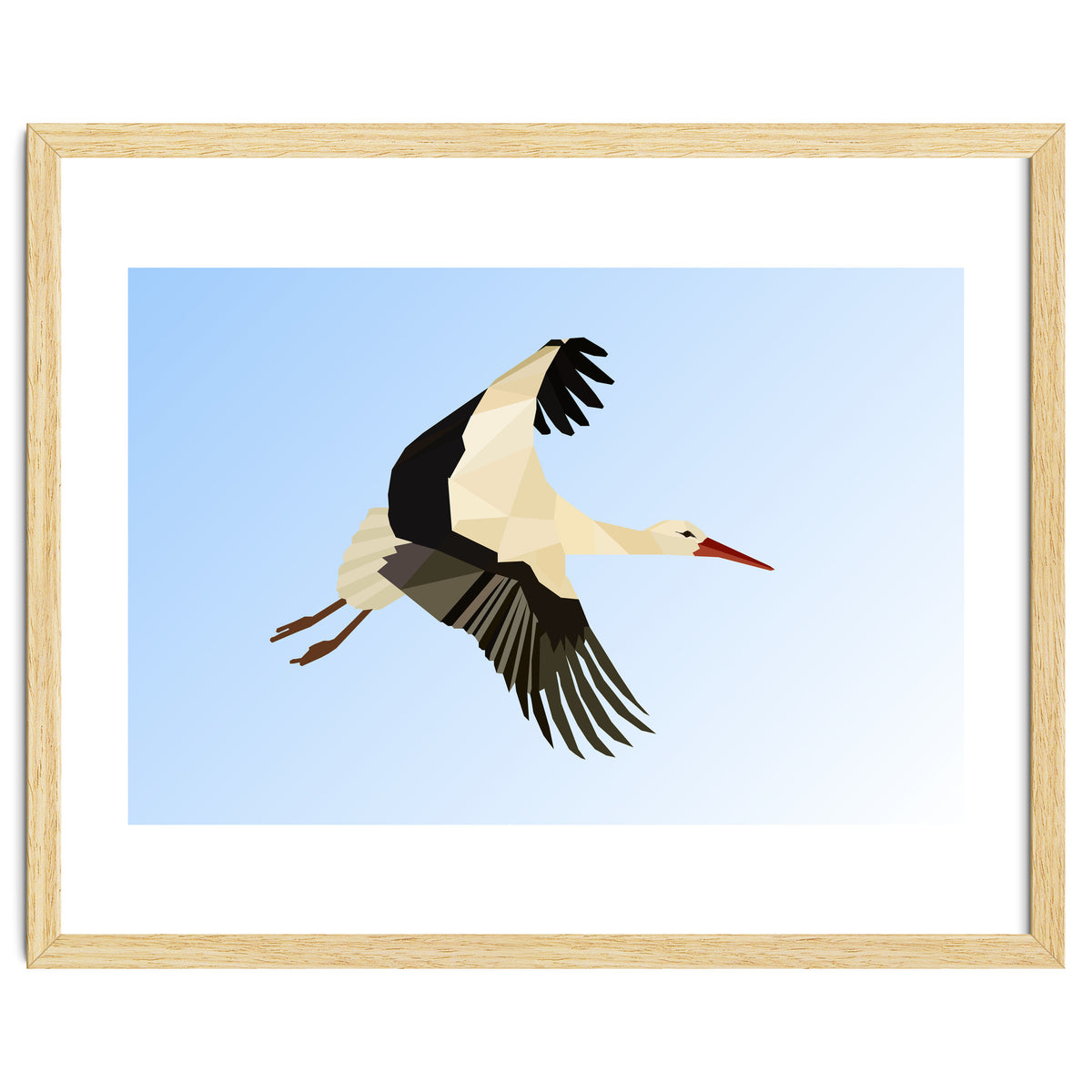 White Stork Bird Low Poly Art