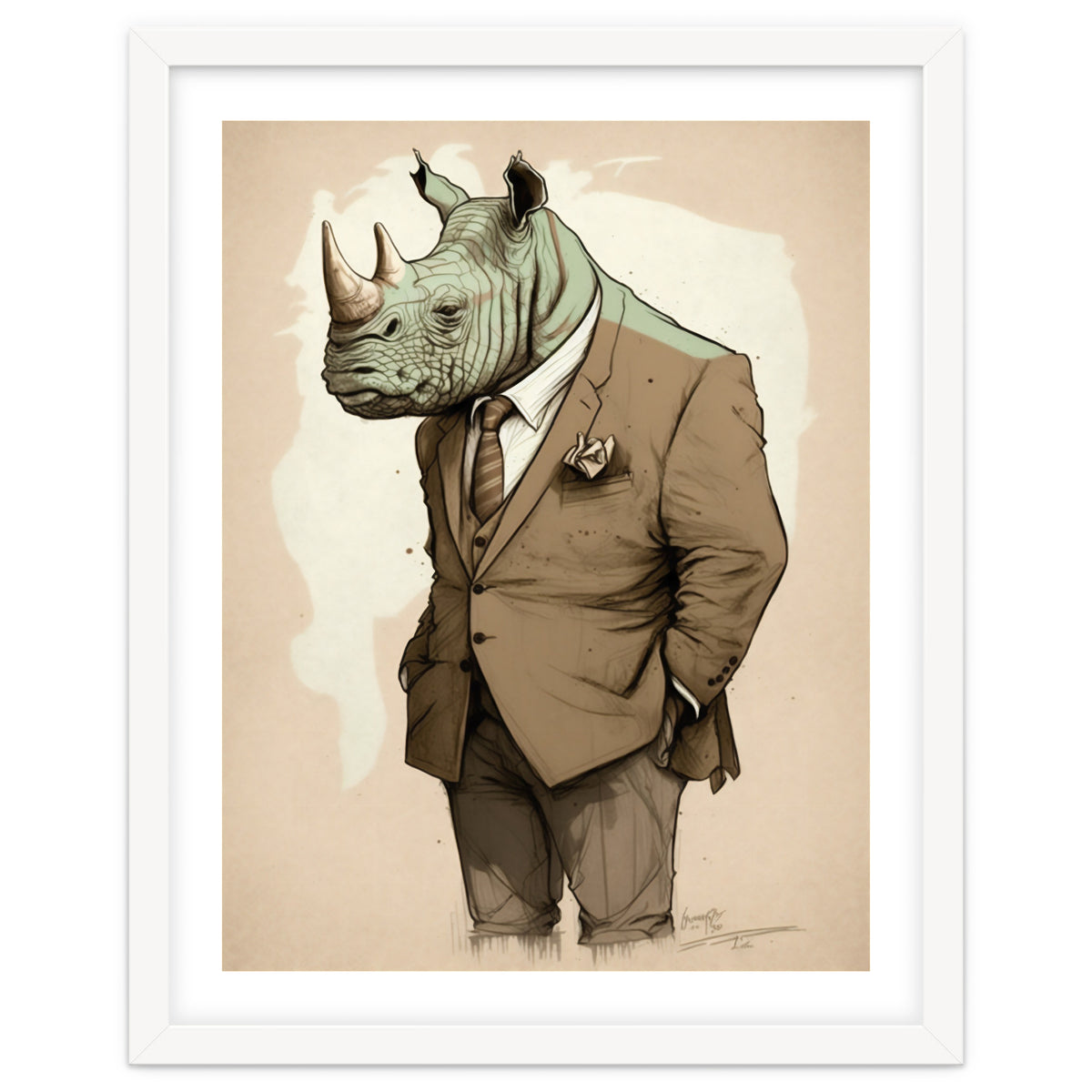 Dapper Rhino Fashion Sketch