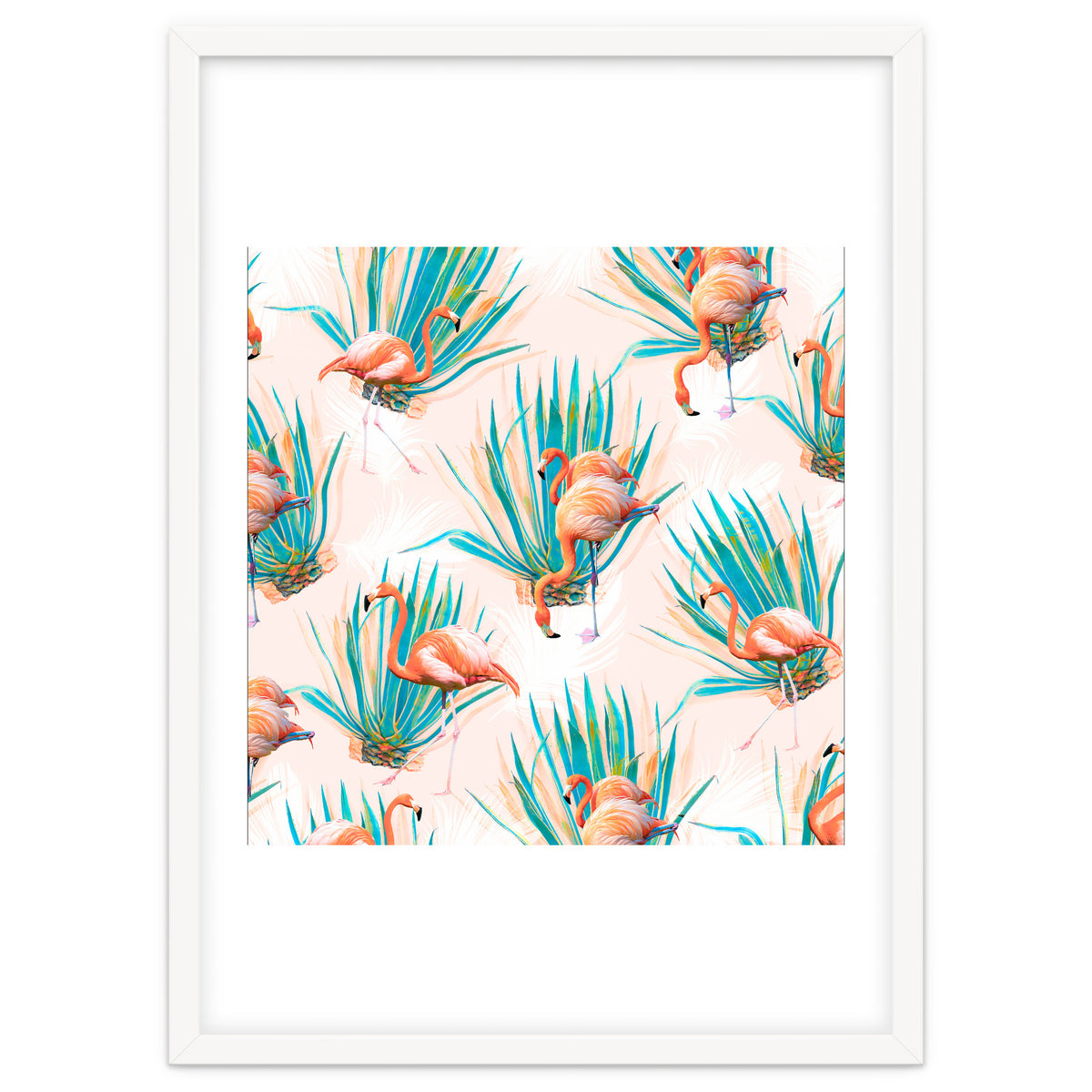 Anaglyph Flamingos with cactus