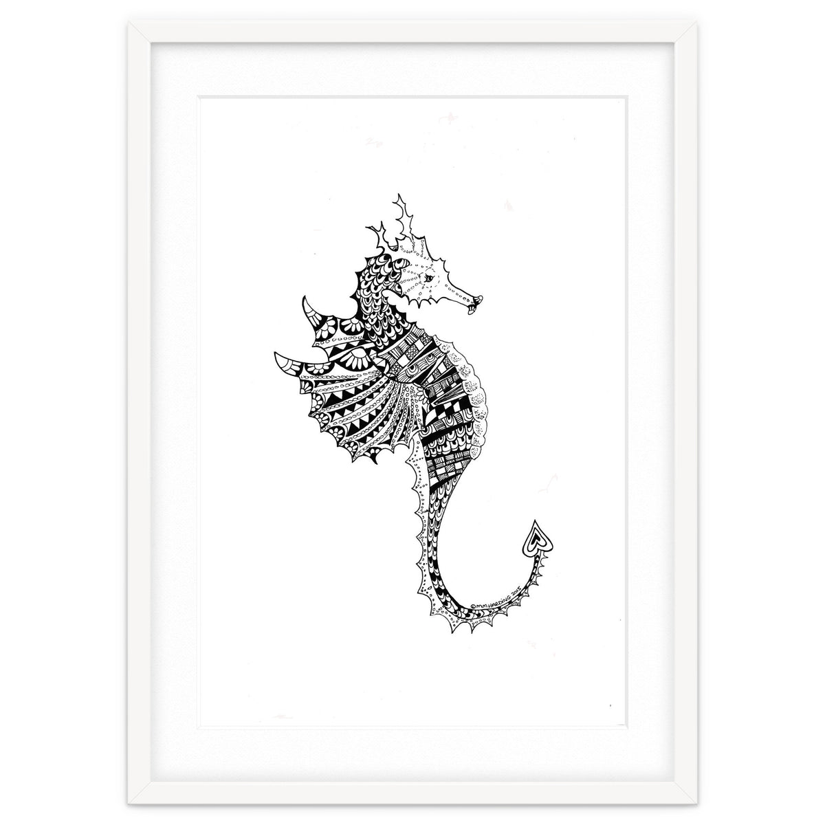 Seahorse Dragon Zen Doodle