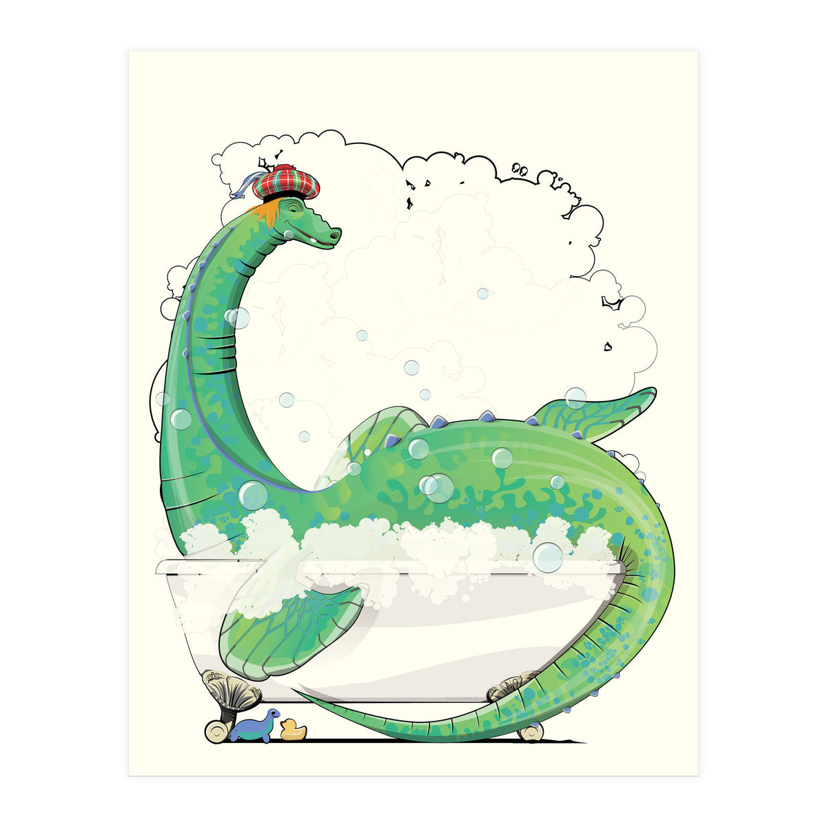 Loch Ness Monster in the Bath, Funny Bathroom Humour (Print Only)
