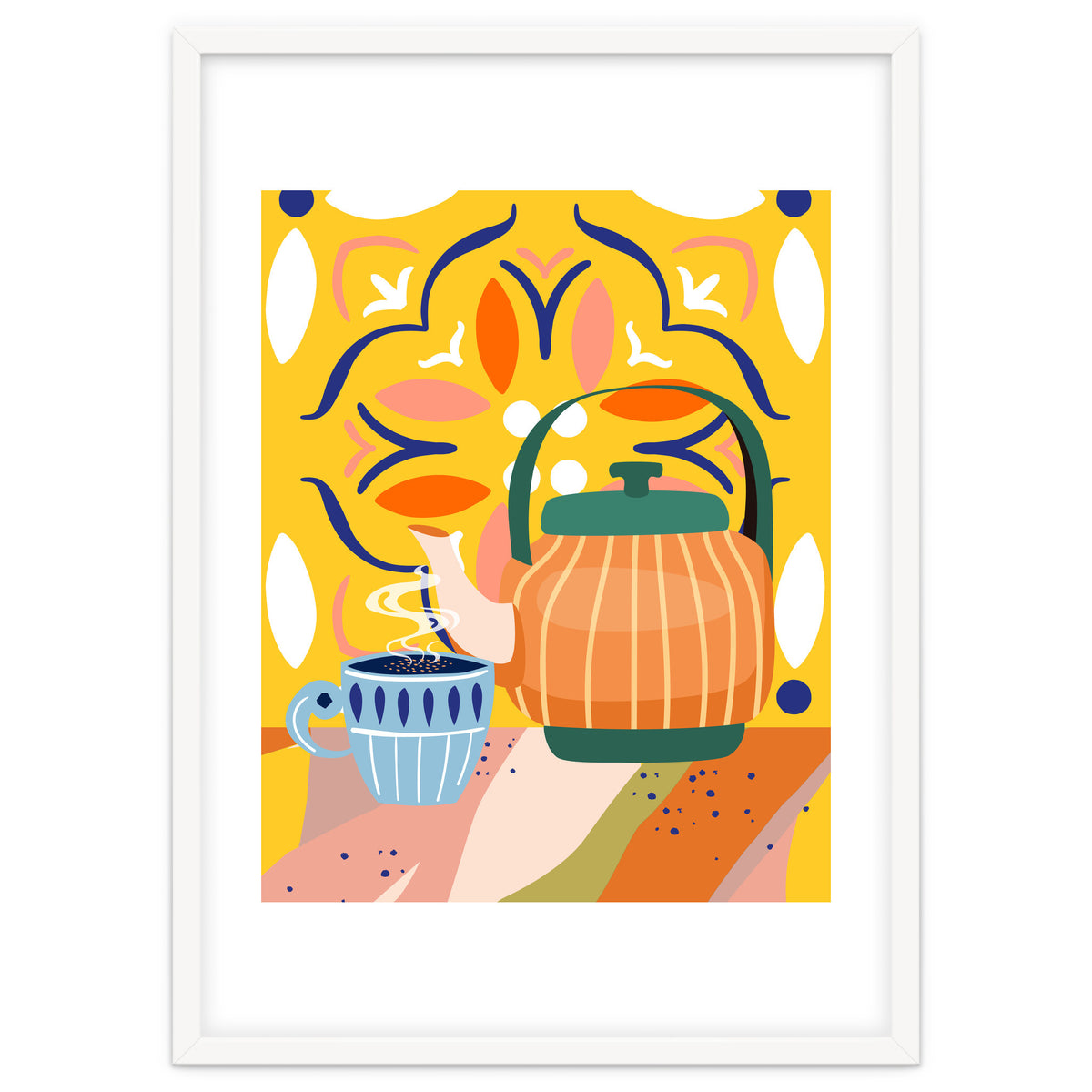 Pumpkin Spice Latte | Tea Chai Kettle & Cup | Modern Bohemian Colorful India | Eclectic Culture