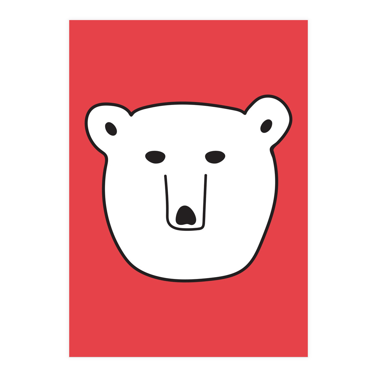 Polar Bear Portrait On a Red Background (Print Only)