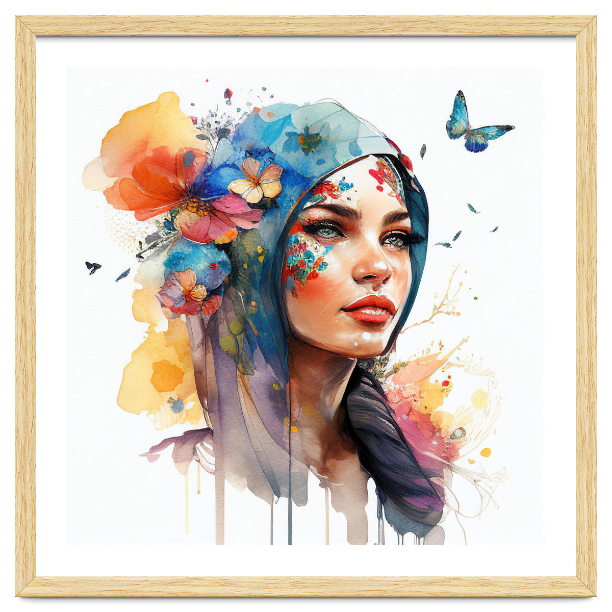 Watercolor Floral Arabian Woman #6