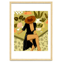 Make it Worth Their While, High Fashion Brown Woman Illustration, Plant Lady Little Black Dress