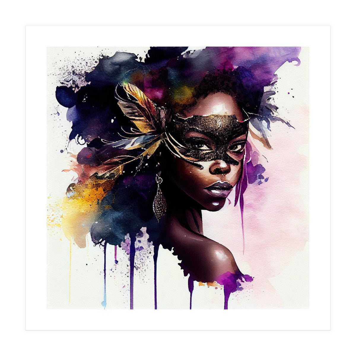 Watercolor Carnival Woman #4 (Print Only)