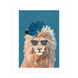 Skater Lion Portrait Blue (Print Only) thumbnail