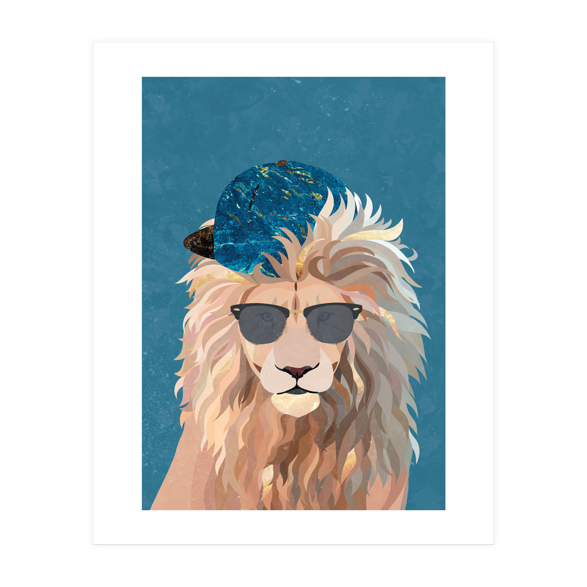 Skater Lion Portrait Blue (Print Only)