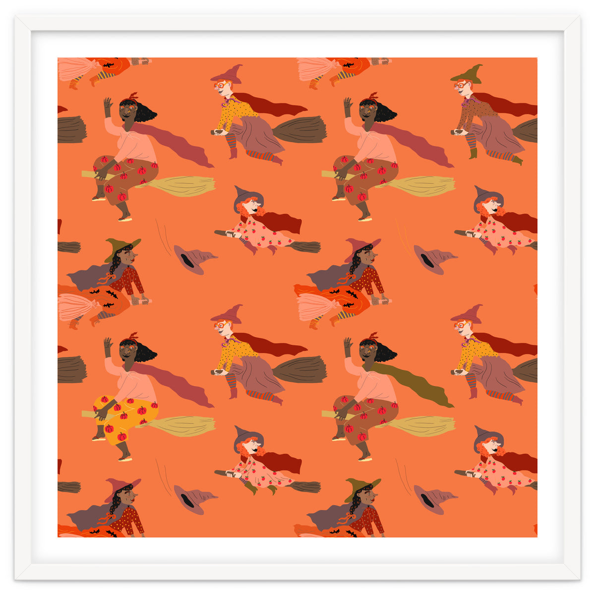 Tiny Witches Pattern (orange Backgrownd)