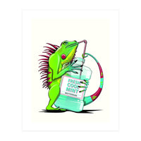 Iguana using Mouthwash, Funny bathroom humour (Print Only)
