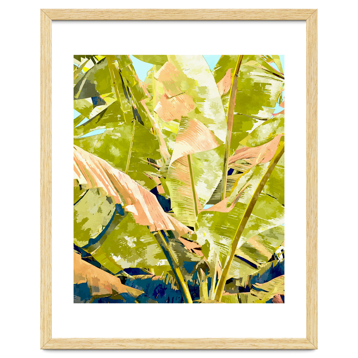 Blush Banana Tree, Tropical Banana Leaves Painting