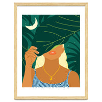 To The Moon & Never Back | Jungle Dreamer Bohemian Tropical Soul | Forest Nature Woman Illustration