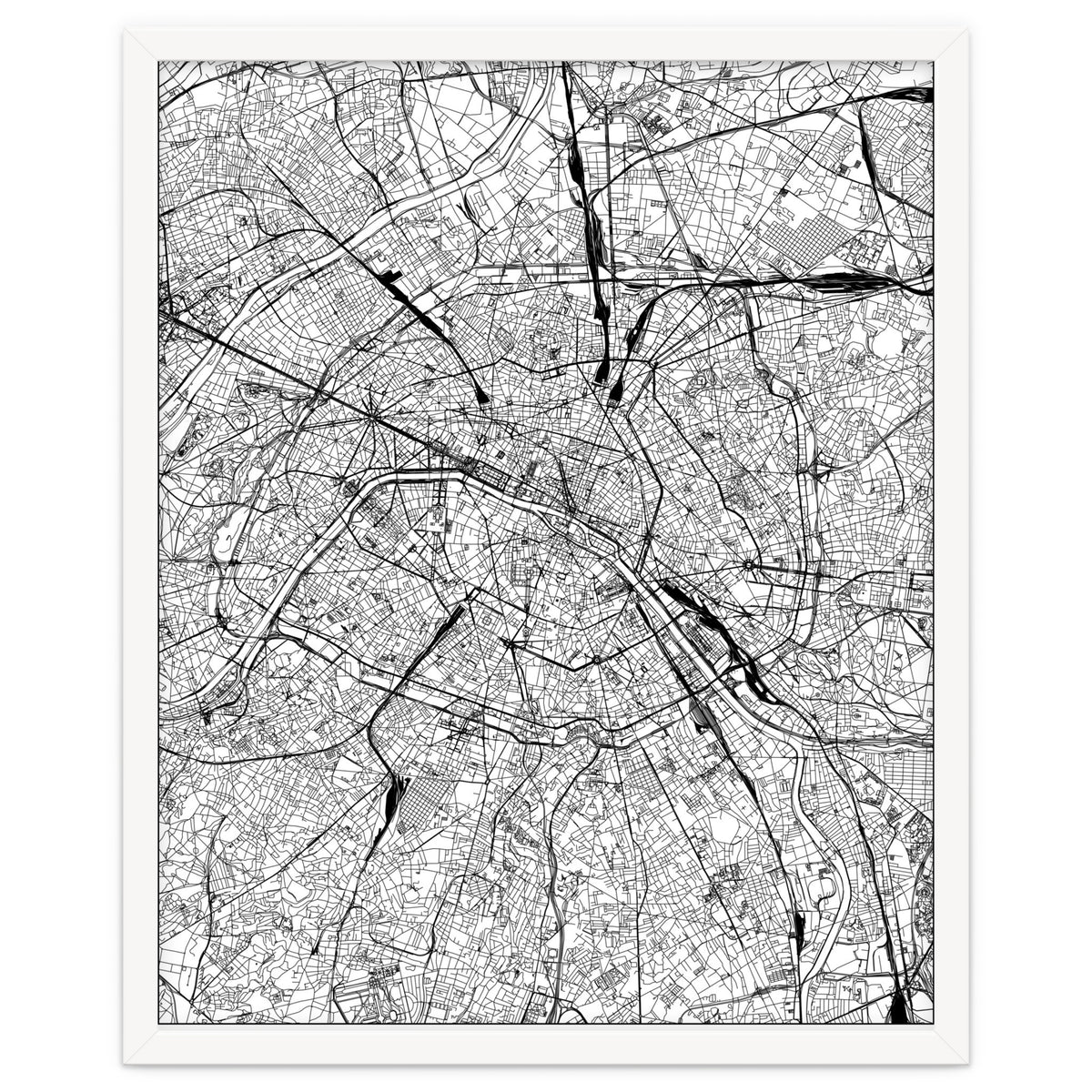 Paris White Map