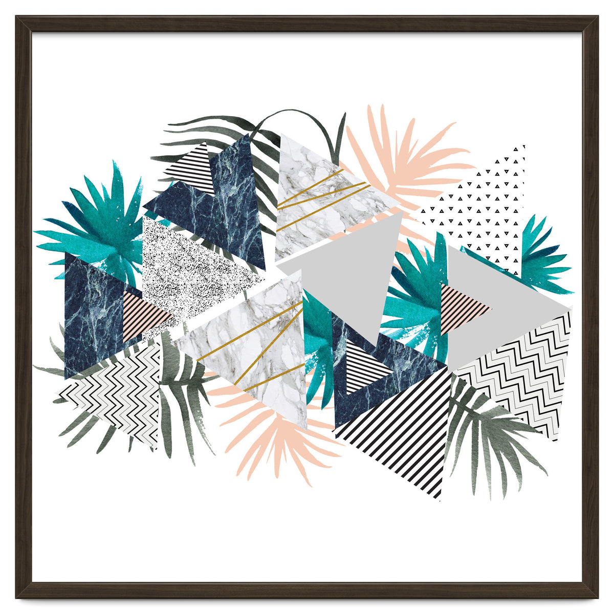 Abstract of geometric patterns with plants and marble I