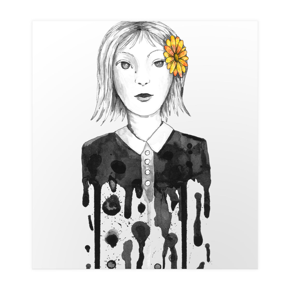 Flower dripping girl  (Print Only)