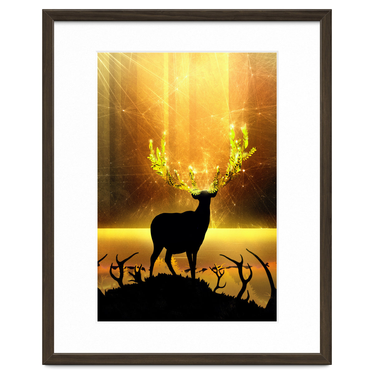Greenery Deer Golden Sun