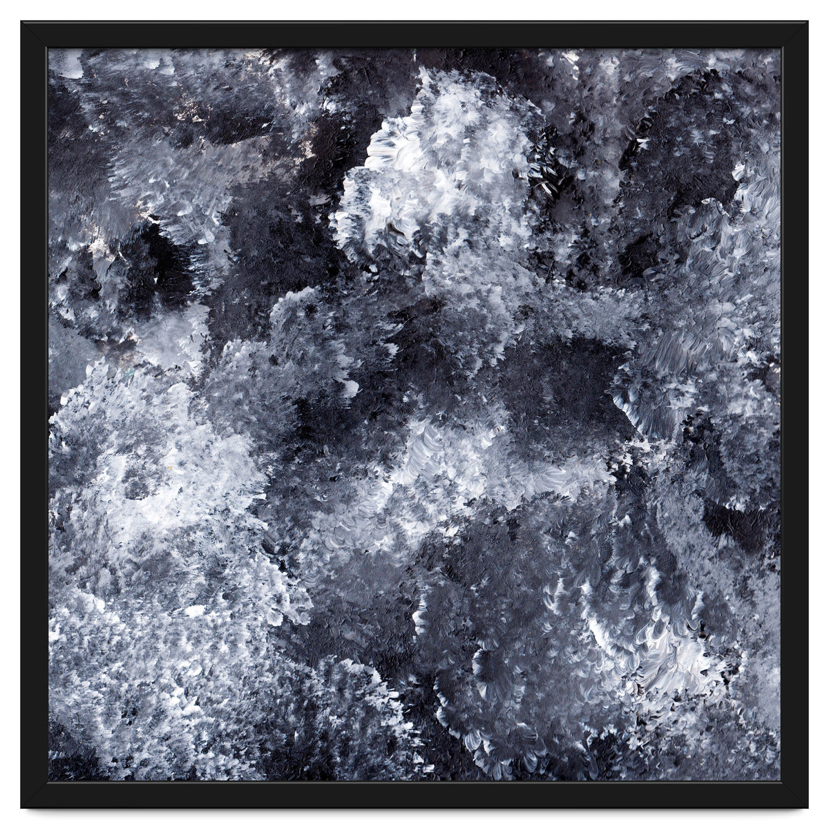 Modern Black White Acrylic Paint Brushstroke Ocean Waves